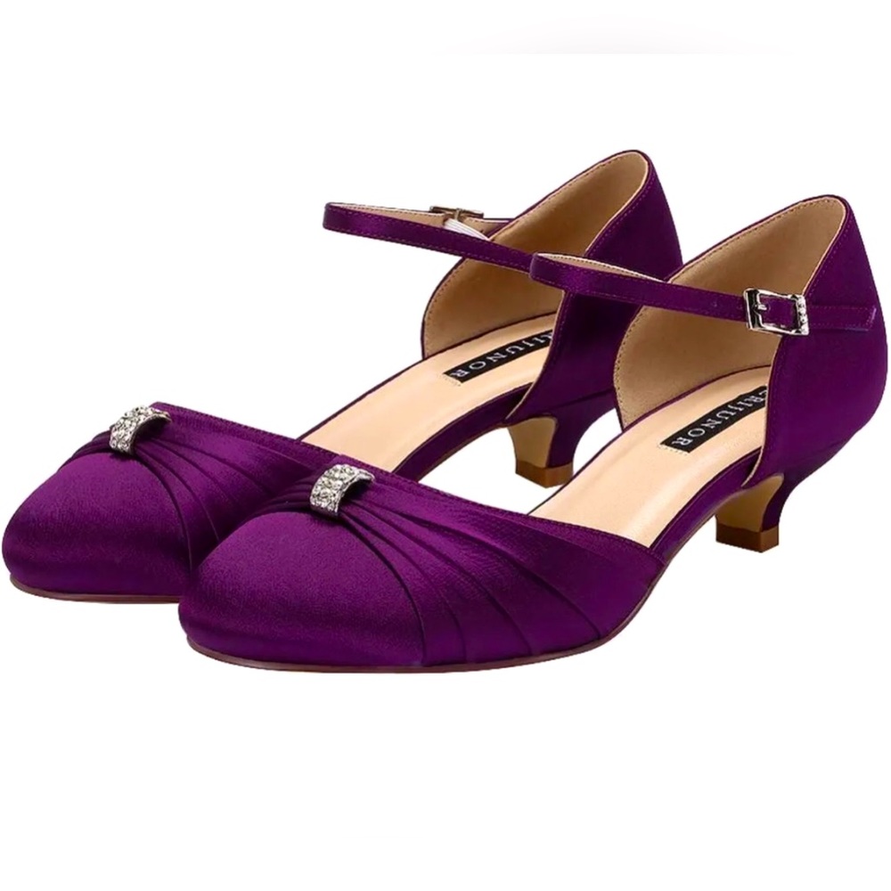 ERIJUNOR plum in color kitty heels gorgeous SIZE 8.5 NEW IN BOX